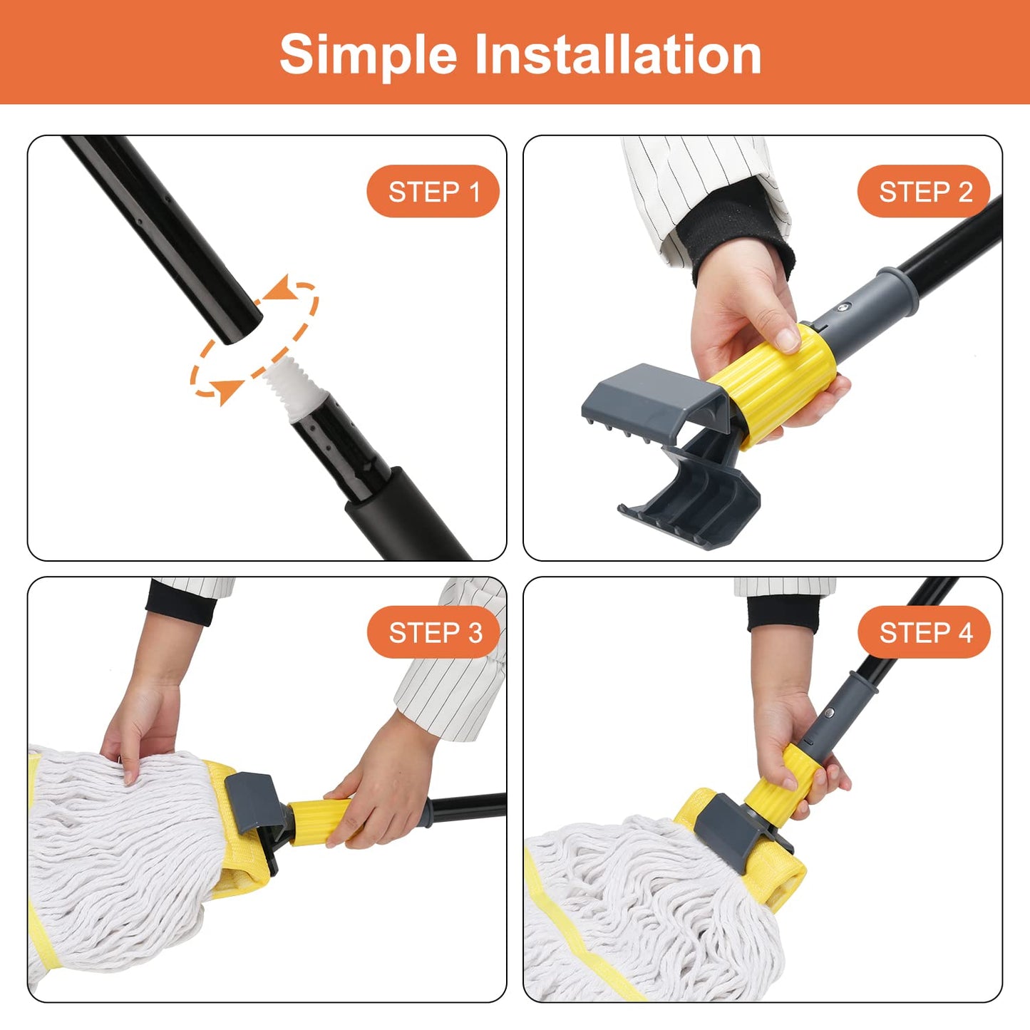KeFanta Commercial Mop Heavy Duty Industrial Mop with Long Handle,60" Looped-End String Wet Cotton Mops for Floor Cleaning,Home,Kitchen,Office,Garage and Concrete/Tile Floor