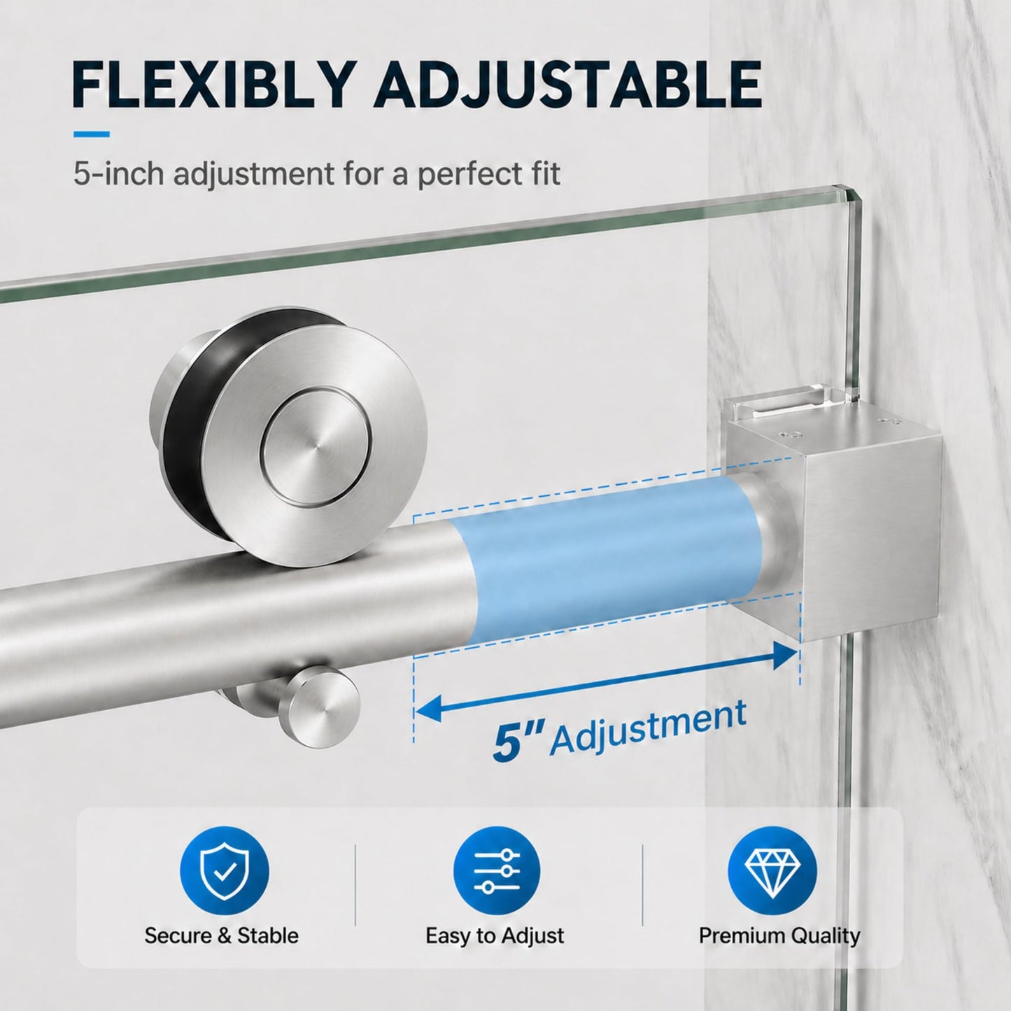 Frameless Glass Shower Door,55-60" W x 72" H Single Sliding Frameless Shower Door,1/4"(6mm) SGCC Tempered Glass,Safety Explosion-Proof Film Nano Coating,Brushed Nickel