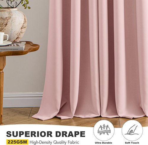MIULEE Baby Pink Blackout Curtains - Thermal Insulated Room Darkening Drapes | 40 x 48 Inches, 2 Panels