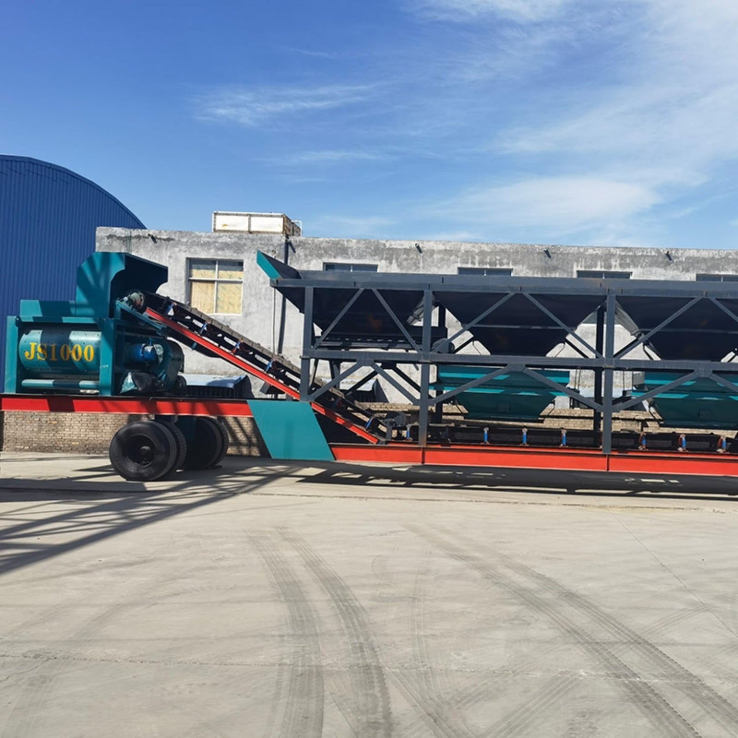 Mini Concrete Batching Plant, Mobile Cement Mixing Station with Aggregate Batching Unit, Portable Concrete Mixer System for Building Projects and Material Mixing