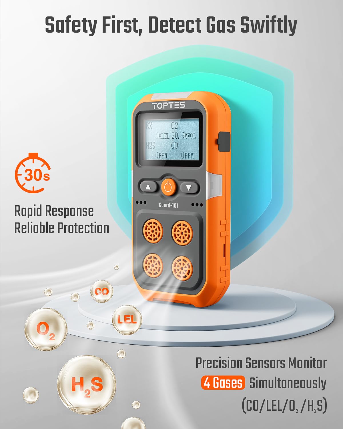 Guard-101 4-in-1 Gas Detector for H2S, CO, LEL, O2 & Guard-611 Portable H2S Gas Detector for Personal Safety in Industrial & Home Environments