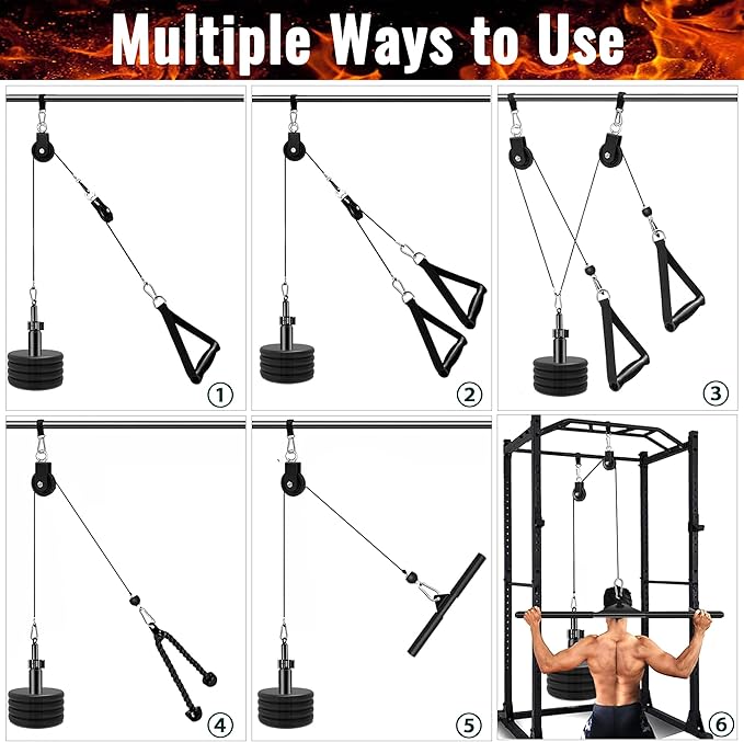 ASIEIT Weight Cable Pulley System for Home Gym, Durable Cable Pulley Attachments for Garage Gym, Upgraded Cable Machine for Fitness Enthusiast, Cable Pulley System Gym for Basement Gym Squat Rack