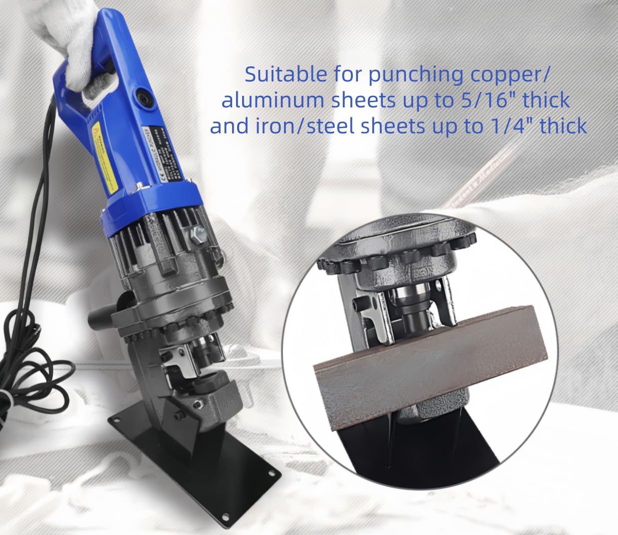 1800W Electric Hydraulic Hole Puncher, Hydraulic Press Punching Tool, Metal Copper Hole Punching Machine with 1/4" 3/8" 1/2" 11/16" 4/5" Dies for Steel Iron Aluminum Copper Sheet
