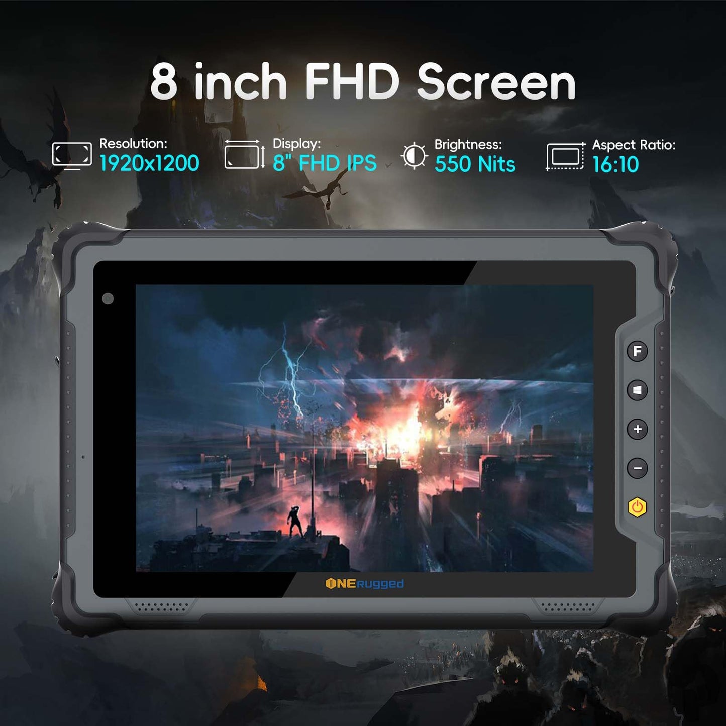 ONERugged Rugged Tablet with Barcode Scanner M80J, 8 inch Windows 11 Pro Enterprise Tablet w/Honeywell N4680 Scan Engine, 1D/2D QR Inventory Scanner, 8GB+128GB Industrial Work PC for WMS, Retail