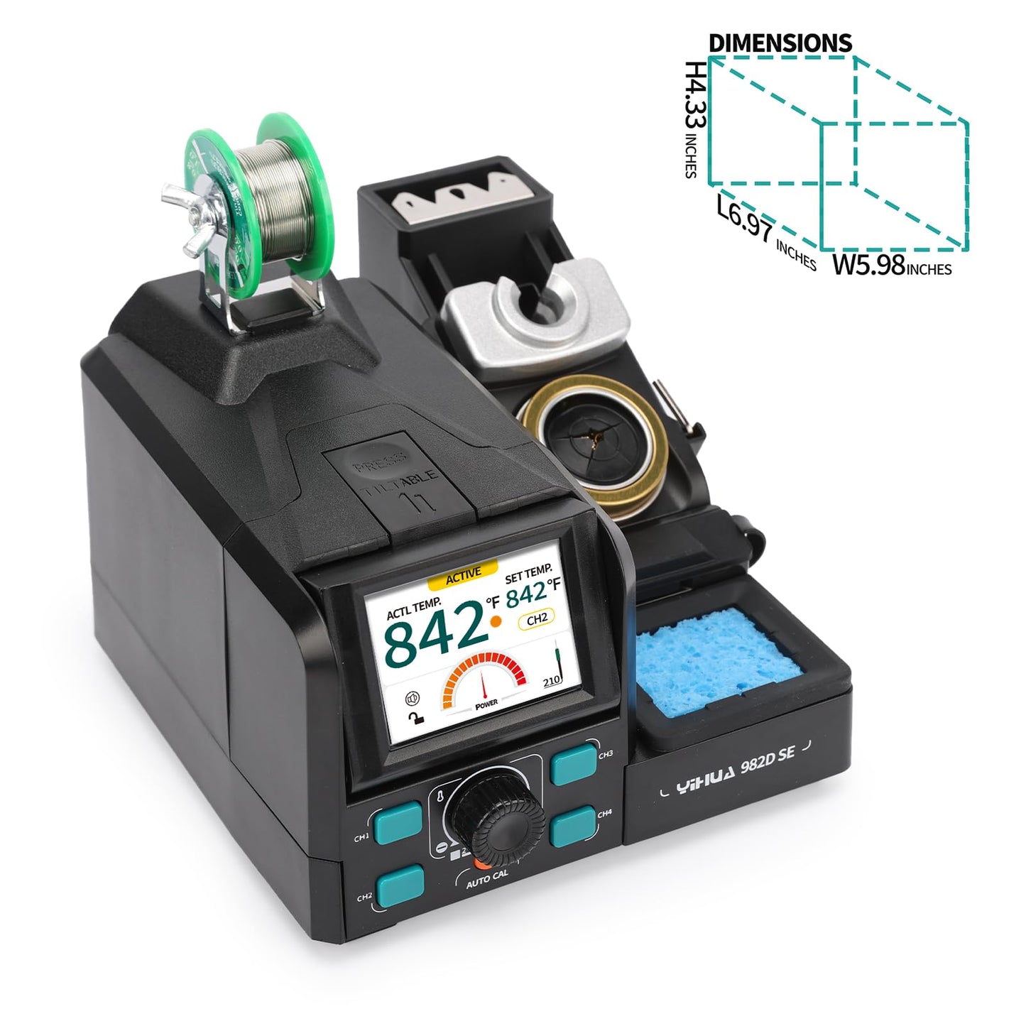 YIHUA 982D SE 200W Micro Soldering Kit with Precision Soldering Iron Station with 4 Soldering Tips, Lead-Free Solder, Auto Temperature Calibration Function