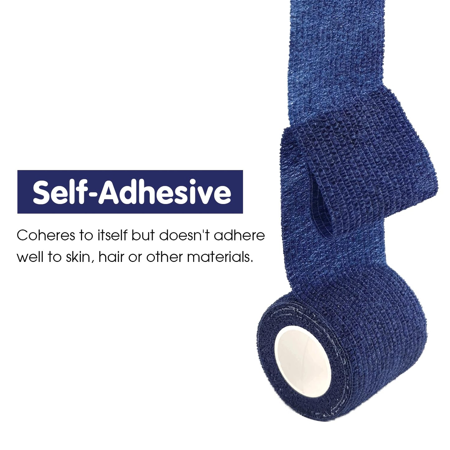 COMOmed Self Adherent Cohesive Bandage 2"x5 Yards First Aid Bandages Stretch Sport Athletic Wrap Vet Tape for Wrist Ankle Sprain and Swelling,Navy Blue(6 Rolls)