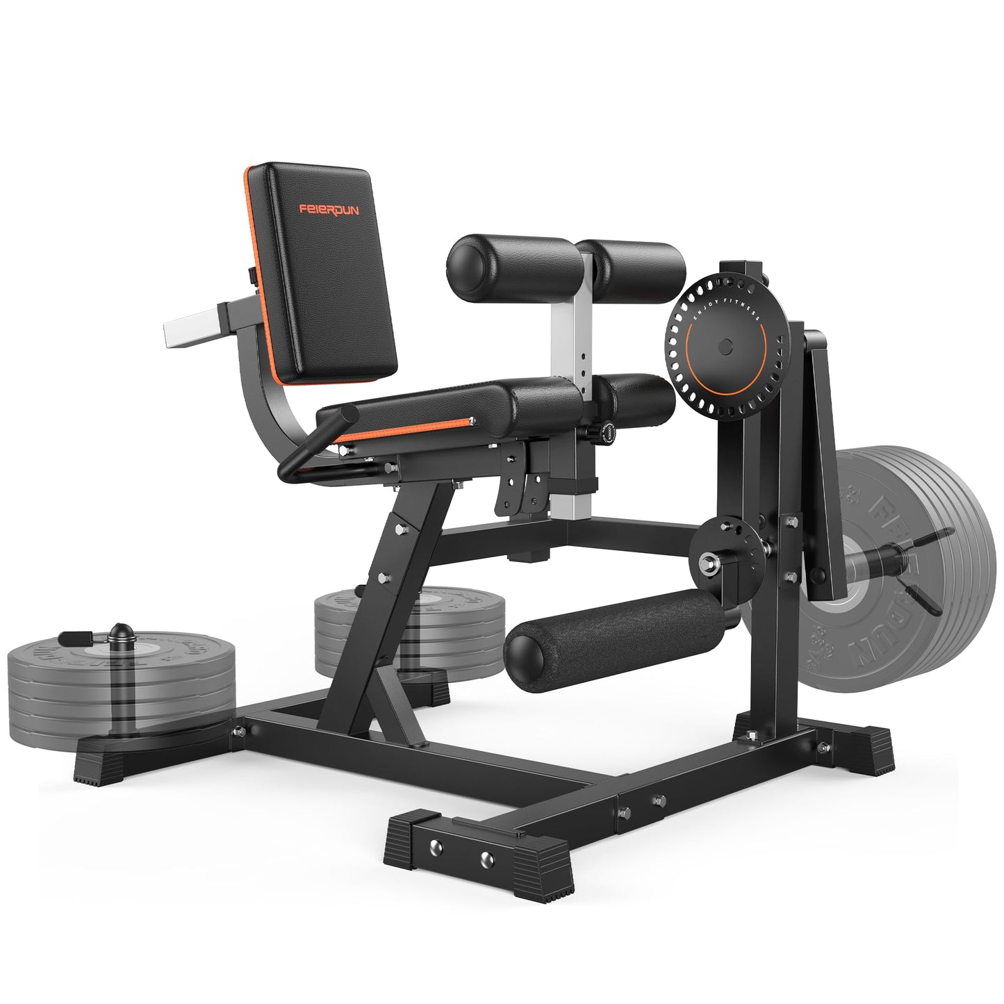 FEIERDUN Adjustable Leg Extension Curl Machine, Adjustable Leg Curl Machine, Black-Orange