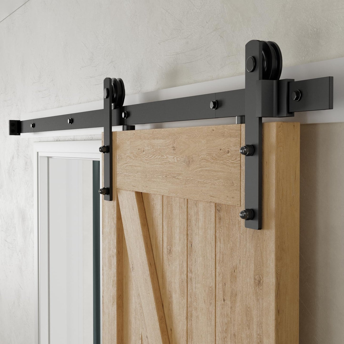 CCJH 6.6FT Heavy Duty Sturdy Sliding Barn Door Hardware Kit -Smoothly and Quietly -Easy to Install Fit 36"-40 Wide Door Panel