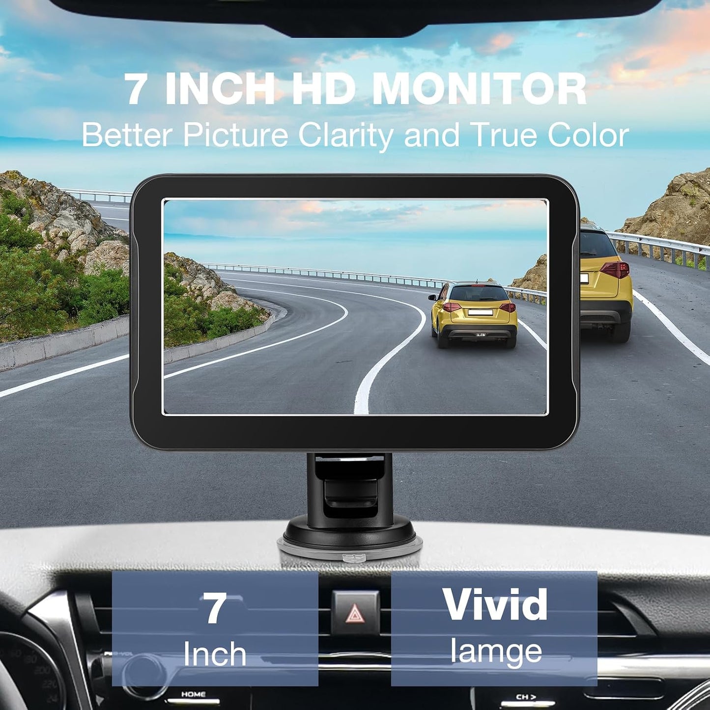 Chuanganzhuo 7 Inch 12V/24V, (7 Inch) Backup Camera Monitor Only - HD Image Back up Camera Screen for Cars Trucks SUVs