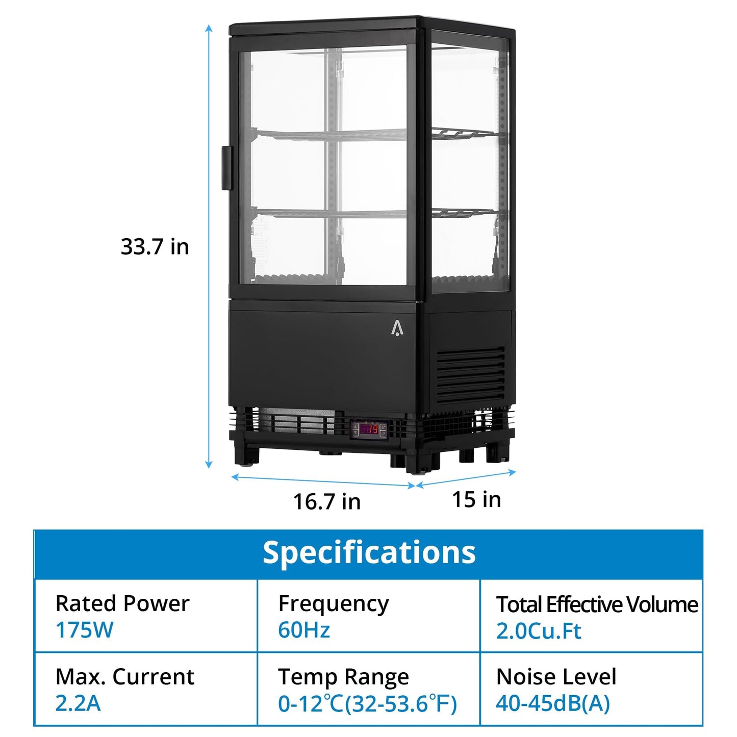GarveeHome Commercial Beverage Display Refrigerator Upright Glass Door Freezer Cooler with LED Lighting, Adjustable Shelves, Merchandiser Fridge for Restaurant Bar Office Kitchen Store Food Storage