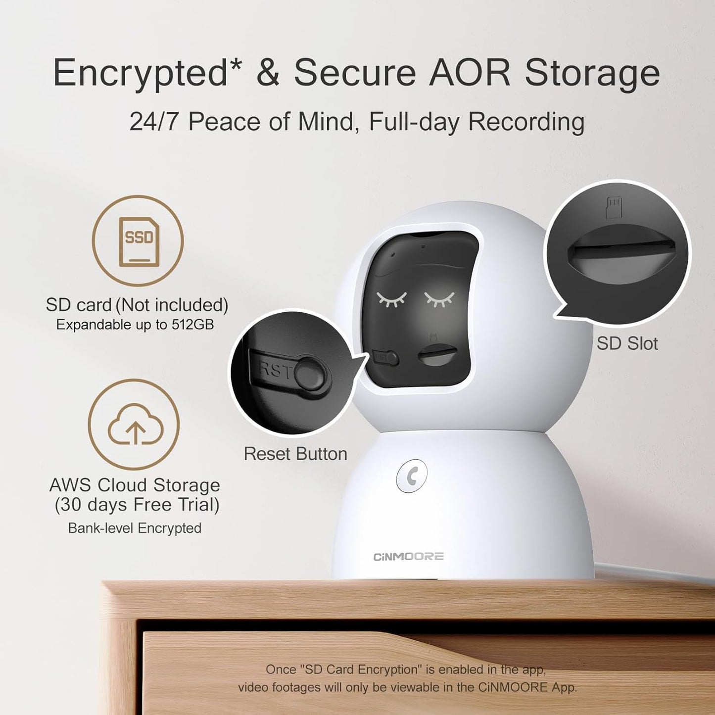CINMOORE 3K 5G 2-Way Upgraded Security Camera Indoor, Free Time Lapse, AI Tracking & Face ID, PTZ WiFi Dog/Pet/Baby