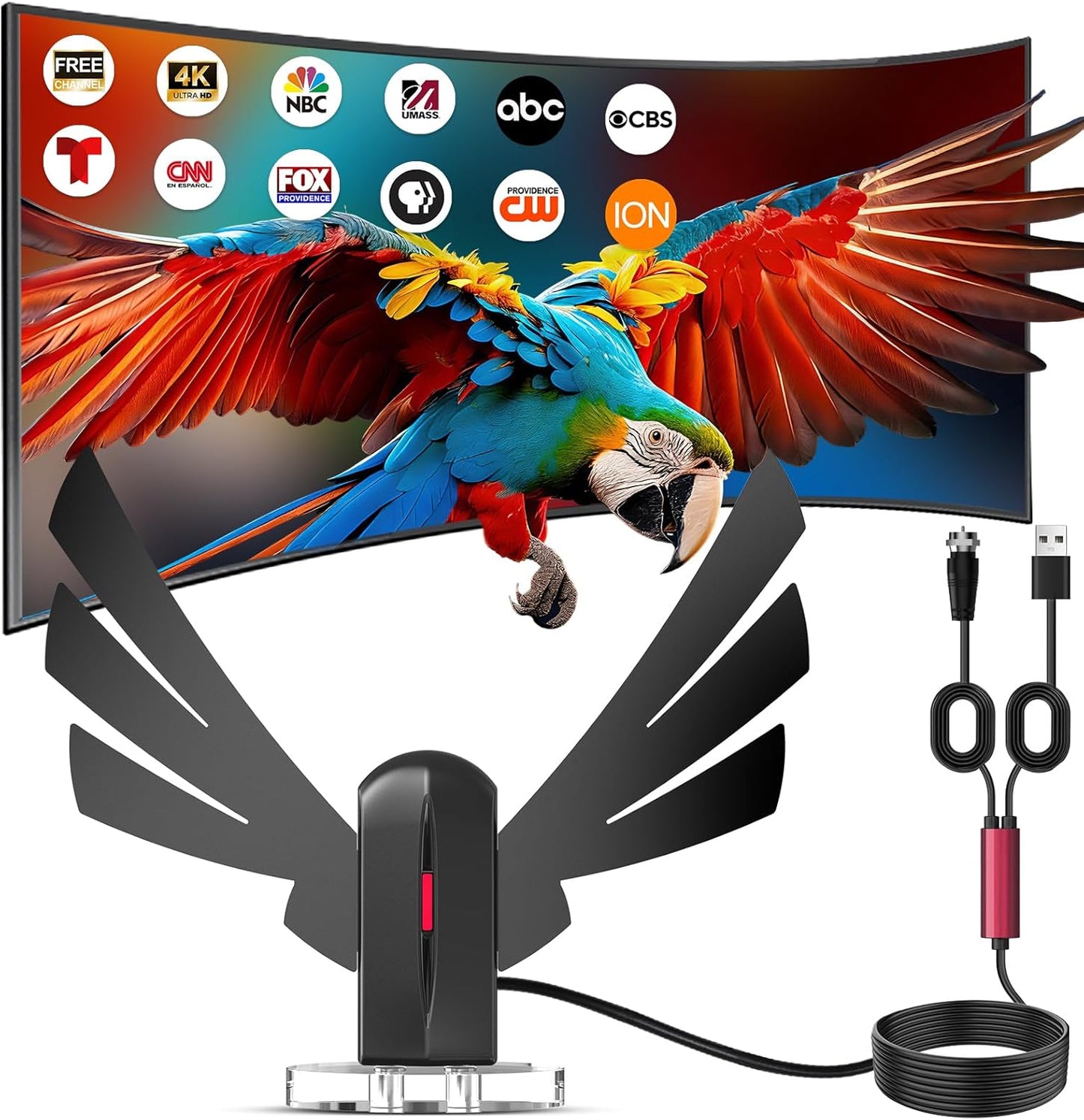 COCOBELA 2026 360 4K 1080p 16.66FT TV Antenna for Smart TV, Digital Antenna Indoor with Magnetic Base for Local