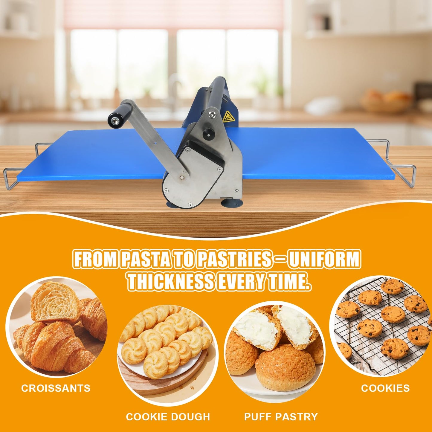Folding Dough Rolling Machine with 2 Rolling Boards, Dough Sheeter Compact Manual Dough Sheeter Machine