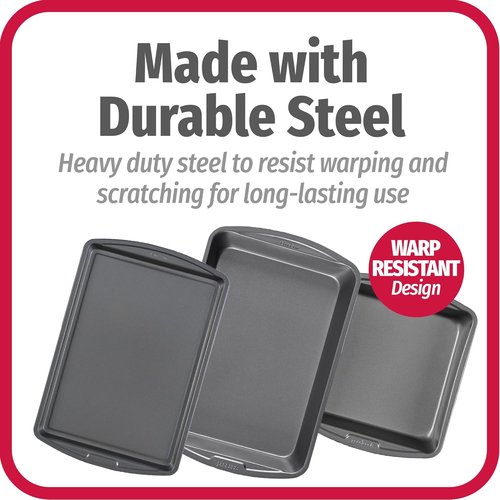 Goodcook 3-Pack Baking Pan Set - Includes 8x8, 13x9 Bake Pan & 13x9 Cookie Sheet