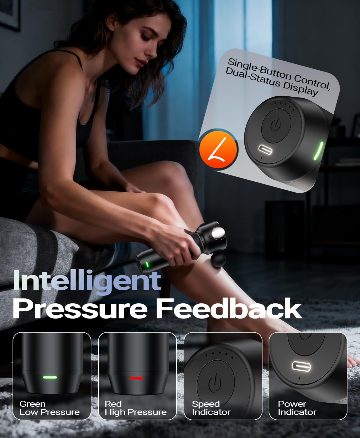 HYAKO R1 Deep Tissue Vibrating Muscle Massager - Therapy Back Massager for All Body Relief - Muscle Pain Relief and Fascial Binding - Trigger Point Therapy Massage Gun - Gifts for him