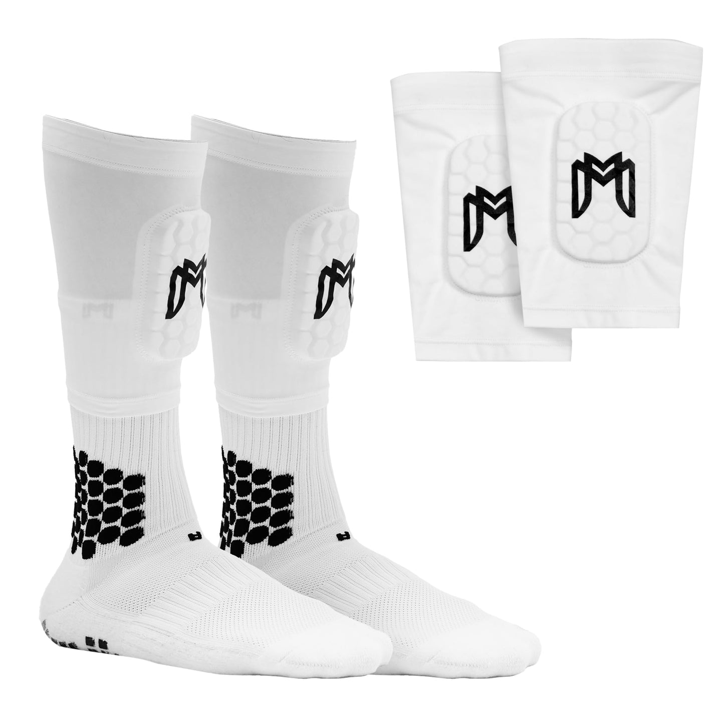 MediCaptain Mini Shin Guards Soccer – Built in Mini Shin Pad Sleeves for Men, Women, Teens – Small Shin Guards - Lightweight, Breathable, Shin Defender Leg Protection (White, Mini (3.9 x 2.4 in))