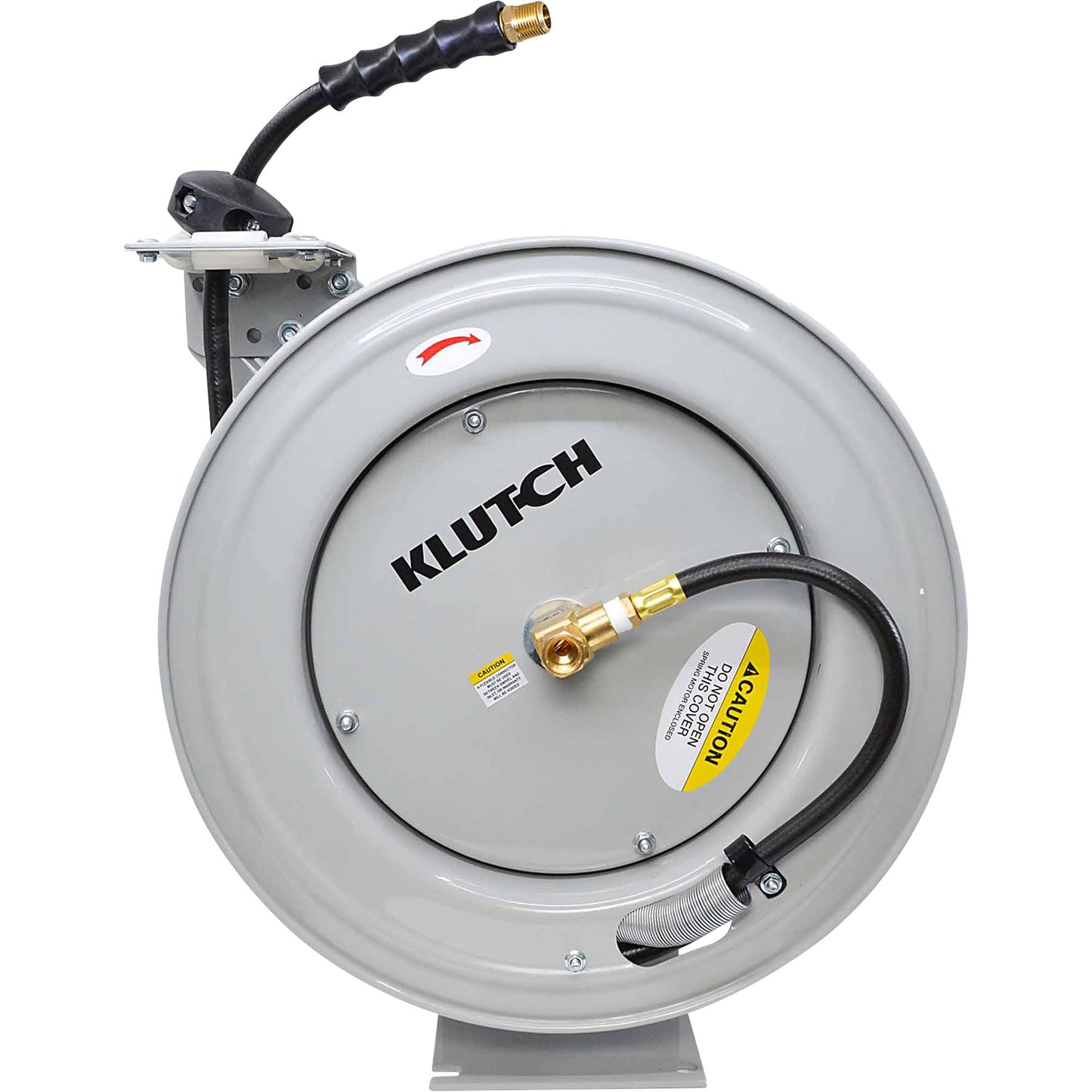 Klutch Auto Rewind Air Hose Reel - with 3/8in. x 50ft. Rubber Hose, 300 PSI
