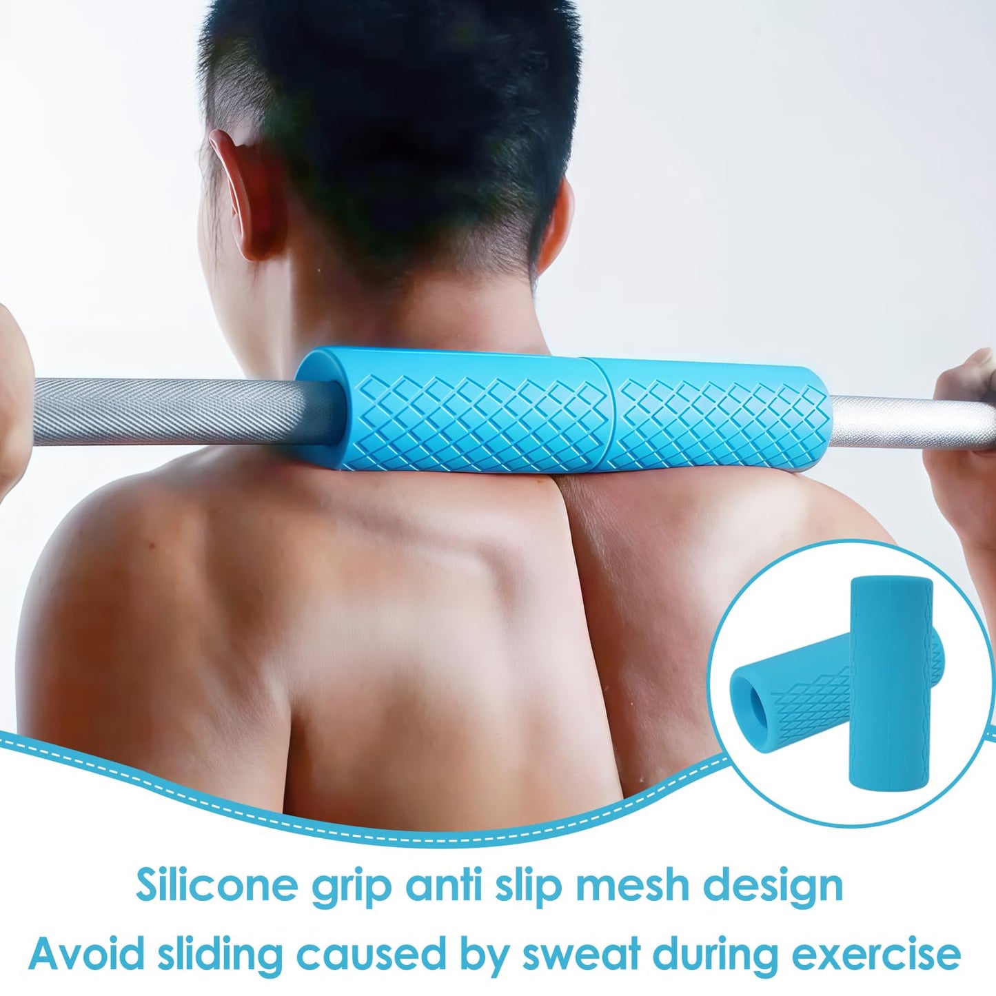 2 Pcs Dumbbell Bar Grips, 4" Non-Slip Rubber Barbell Gripz for Thick Bar Training, Forearm Strength Weightlifting Workout Gym Home Fitness Gear for Grip Trainer Men Women Athletes Lifters (Blue)