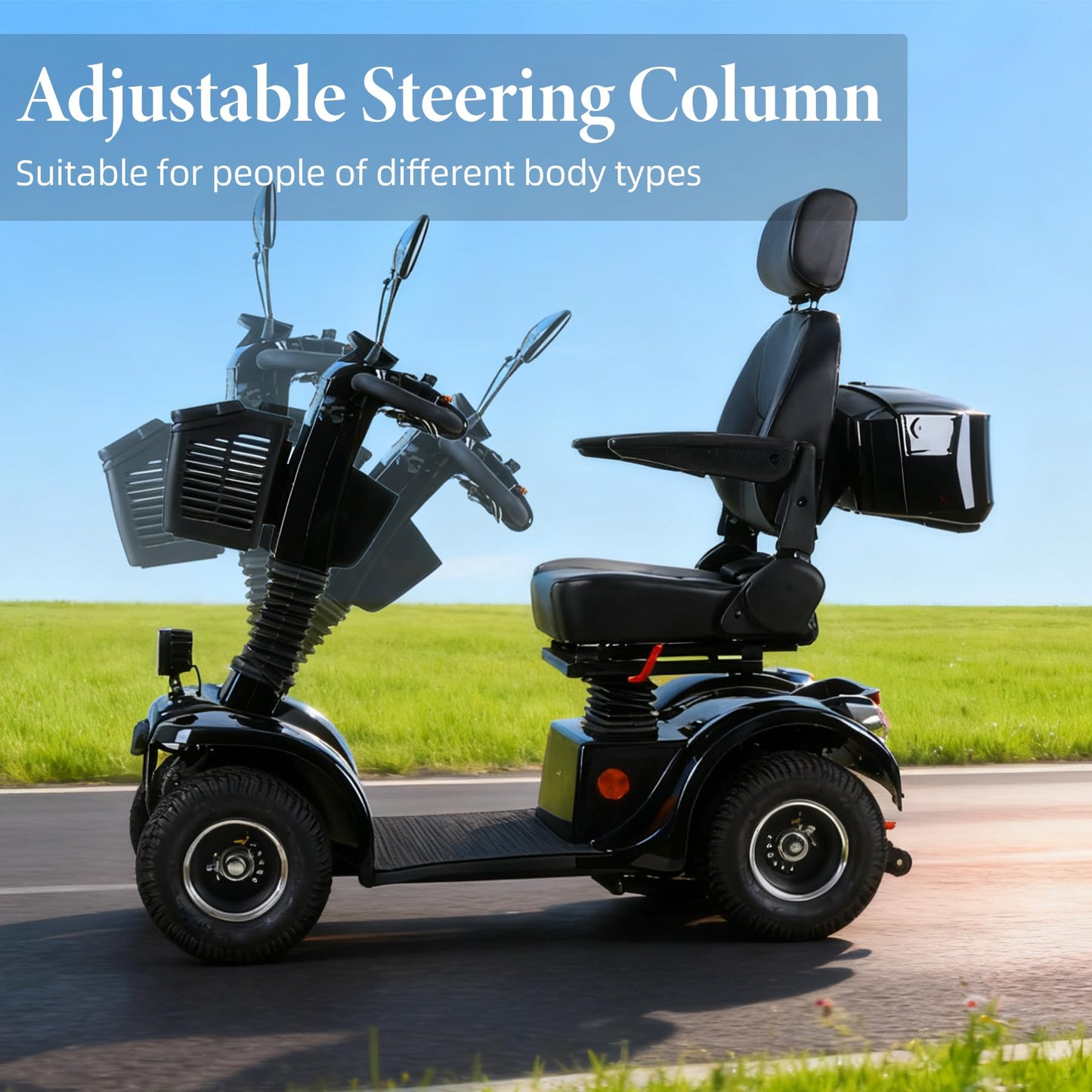 Mobility Scooters for Seniors and Adults, All-Terrain Mobility Scooter with Waterproof Cover, Heavy Duty 4-Wheel Electric Powered Mobility Cart Handicap Scooters, 1000W Motor
