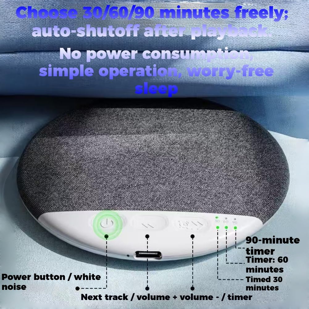 5.4 Bluetooth Pillow Speaker for Sleeping, Under Pillow Speaker Bluetooth with White Noise, Ultra Slim Blue-Tooth