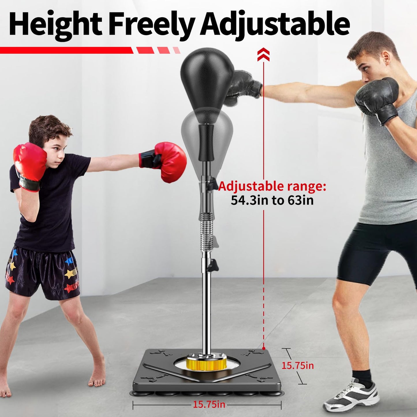 MidFerry Punching Bag for Adults and Kids - Height Adjustable Suction Cup Base Boxing Bag with Stand, Boxing Equipment Fitness, Reflex Bag Speed Bag for Training