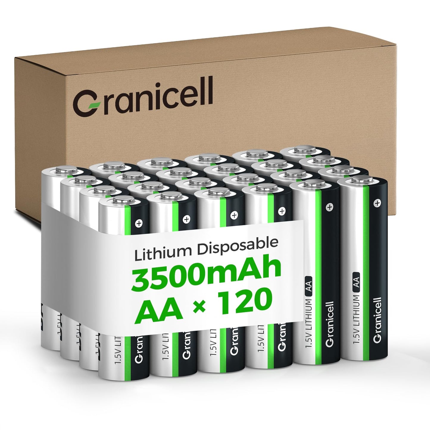 Granicell 120-Pack 3500mAh Lithium AA Batteries | 1.5V for Blink Cameras, Smart Locks, Alarms & Tech Devices | 10-Year Life, Leak-Proof, Extreme-Temp Resistant (Non-Rechargeable)