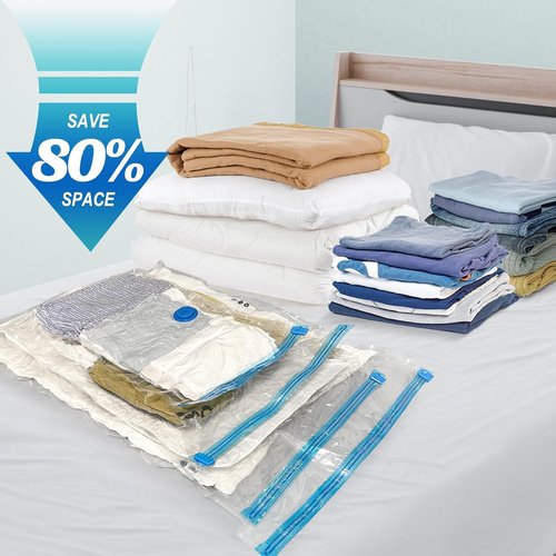 Fygrip Vacuum Storage Bags - Space-Saving Seal Bags with Hand Pump for Clothing & Travel | 10 Small Bags