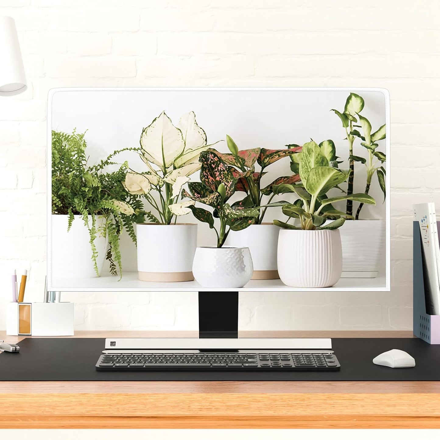 22, 23, 24, 25 Inch Baocicco Potted Plant Monitor Dust Cover Green Potting Botanical Leaf Monitor Accessories Laptop TV