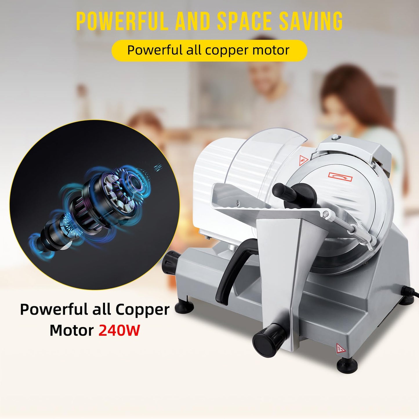 10 Inch Electric Meat Slicer, 670W Dual Power Fully Automatic Food Slicer, Stainless Steel Blade, 0-16mm Adjustable Thickness Electric Meat Cutter, Portable Kitchen Slicer for Home Commercial Use