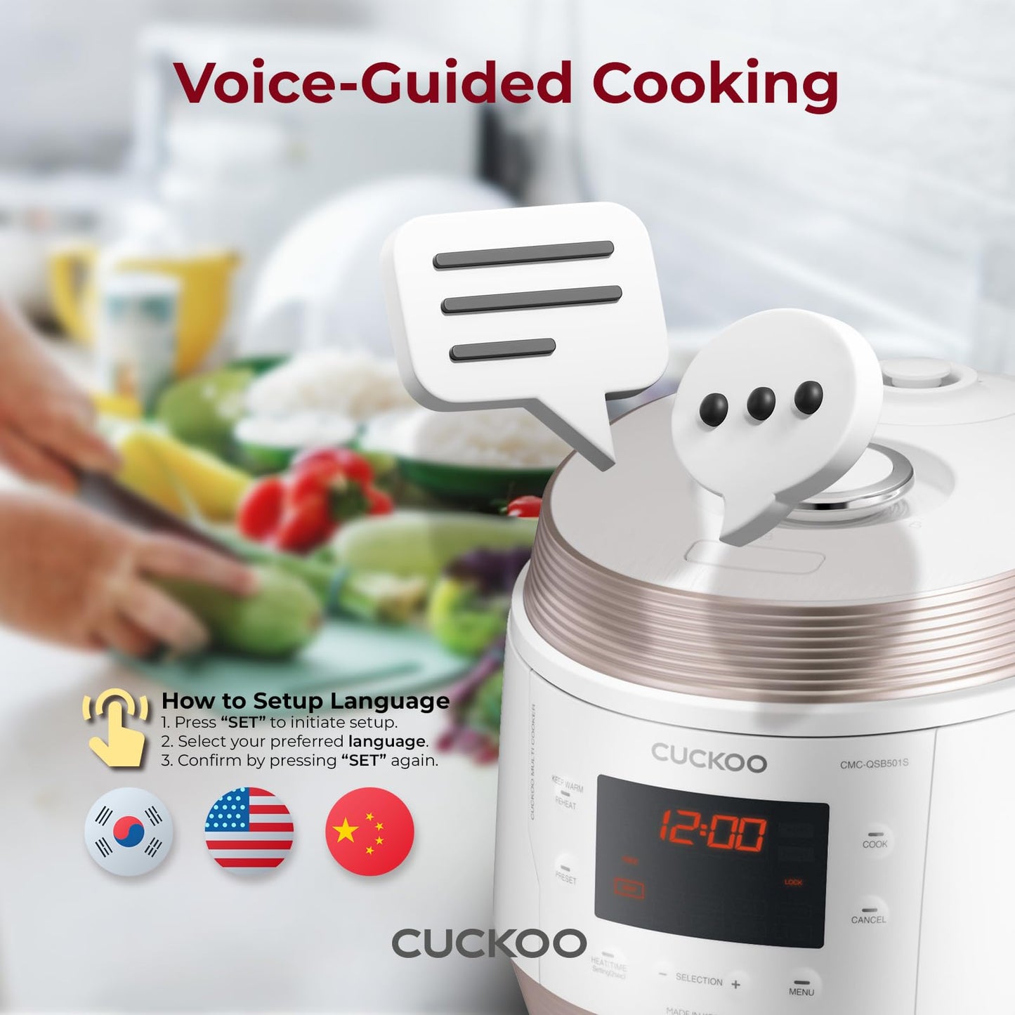 CUCKOO Electric Pressure Cooker 5QT, Versatile Slow Cooker with 10 Menu Options, High Pressure Food Steamer for Cooking, Instant Multicooker with Stainless Steel Non-Stick Inner Pot (CMC-QSB501S)