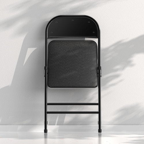 Nazhura Folding Chairs - 4 Pack Fabric Dining Set with Padded Cushions | Indoor/Outdoor Use (Charcoal)