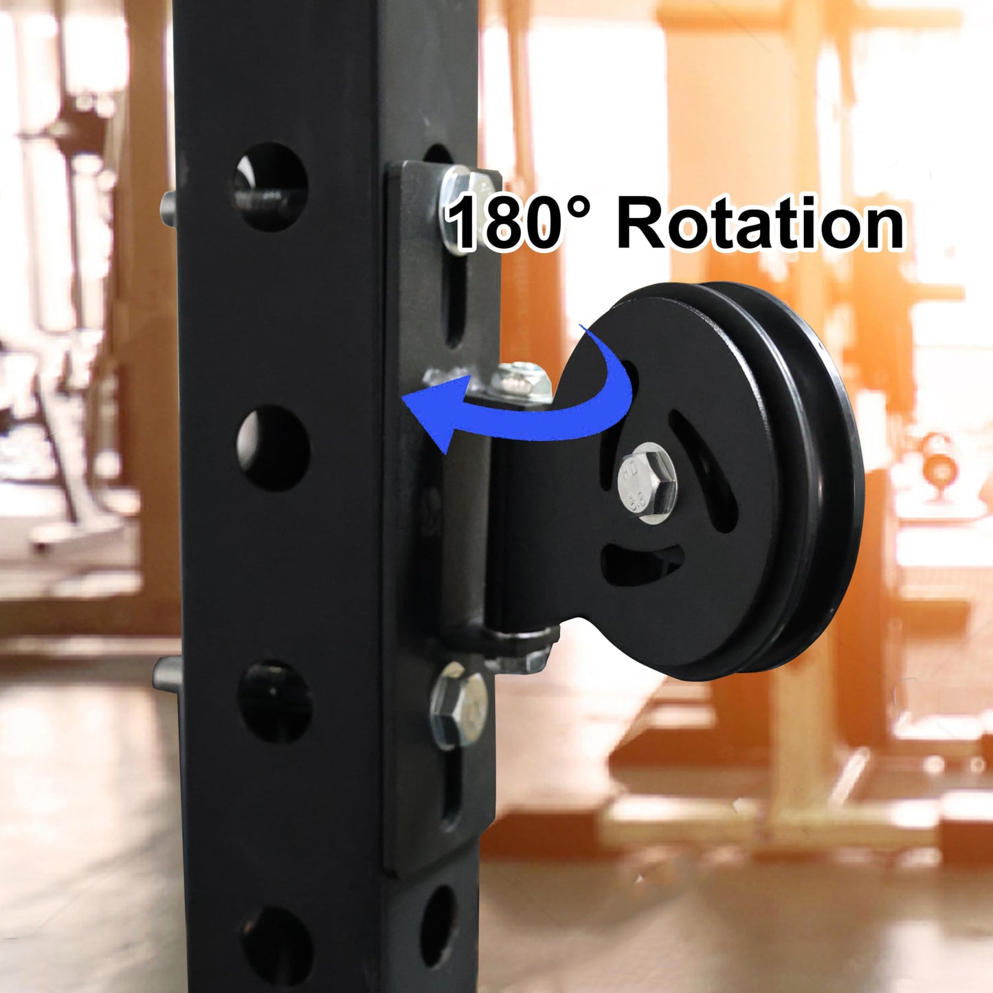 Lights Mountain Cable Pulley System for Squat Racks – Fits 5/8" with Extended Slot Design, Heavy-Duty 180° Swivel Pulley for Smooth Gliding and Full-Body Workouts in Home Gyms