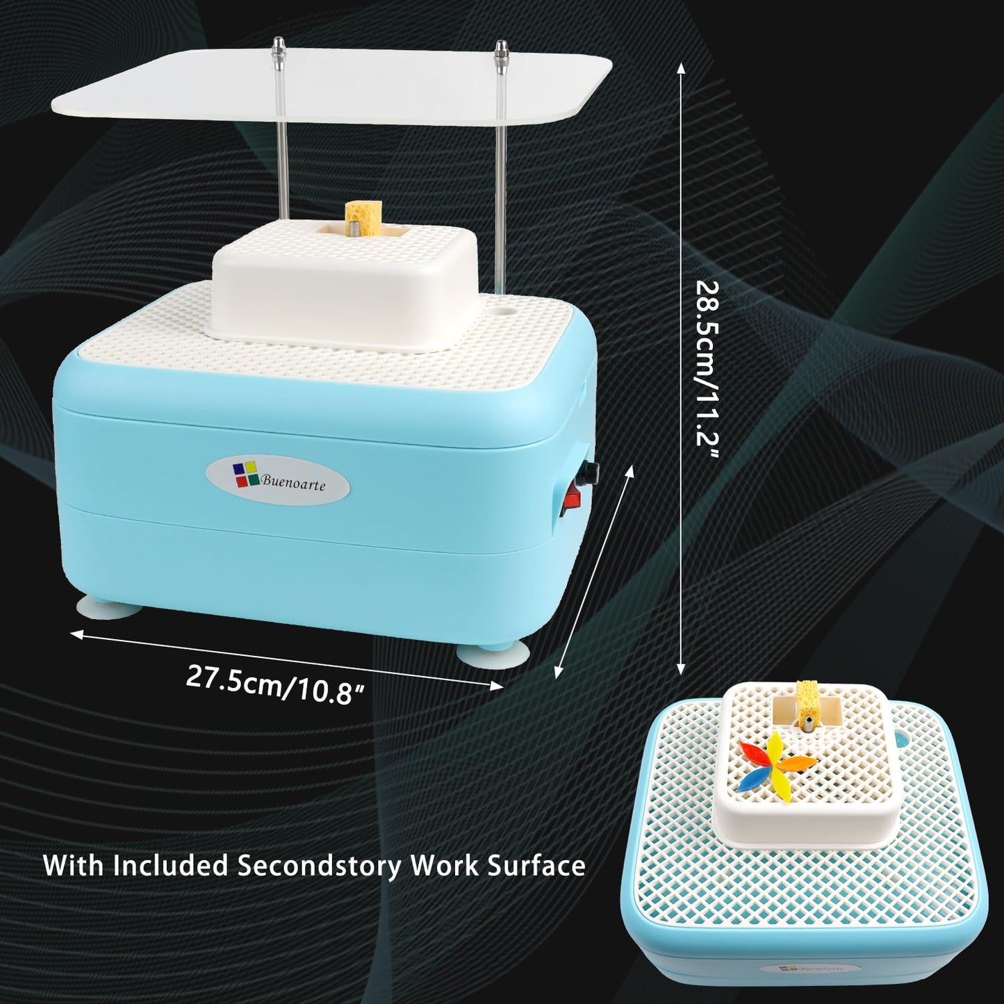 Buenoarte Portable Stained Glass Grinder Machine, Glass & Ceramic Grinding Tool Kit For DIY Craft，Mini Grinder Machine (Blue-110v)