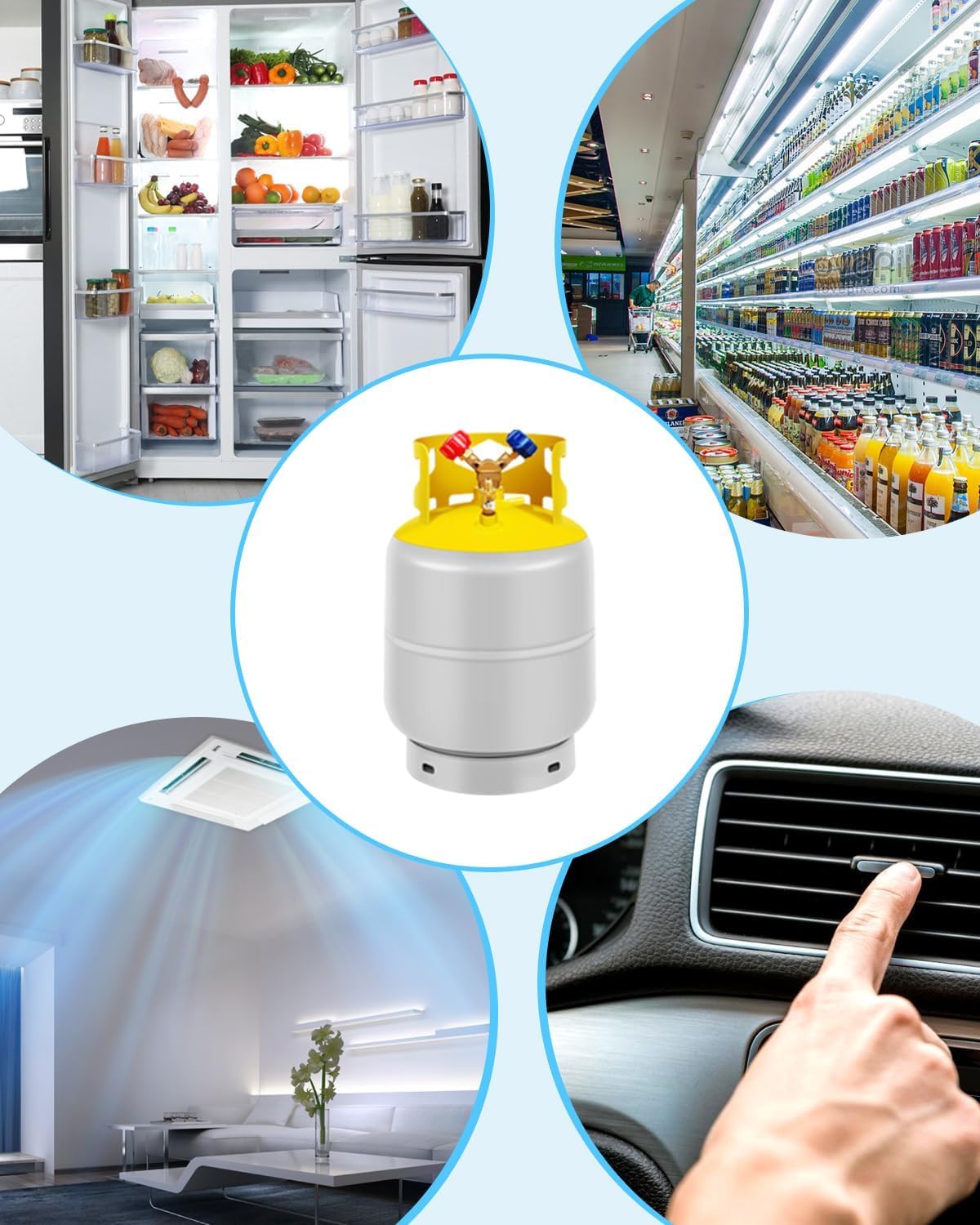 Recovery Tank Refrigerant Recovery Cylinder Tank 30 LB with 1/4 SAE Y-Valve Liquid/Vapor Reclaim Tank AC Freon Refrigerant Recovery Tank Reusable Cylinder Tank Without Float Switch