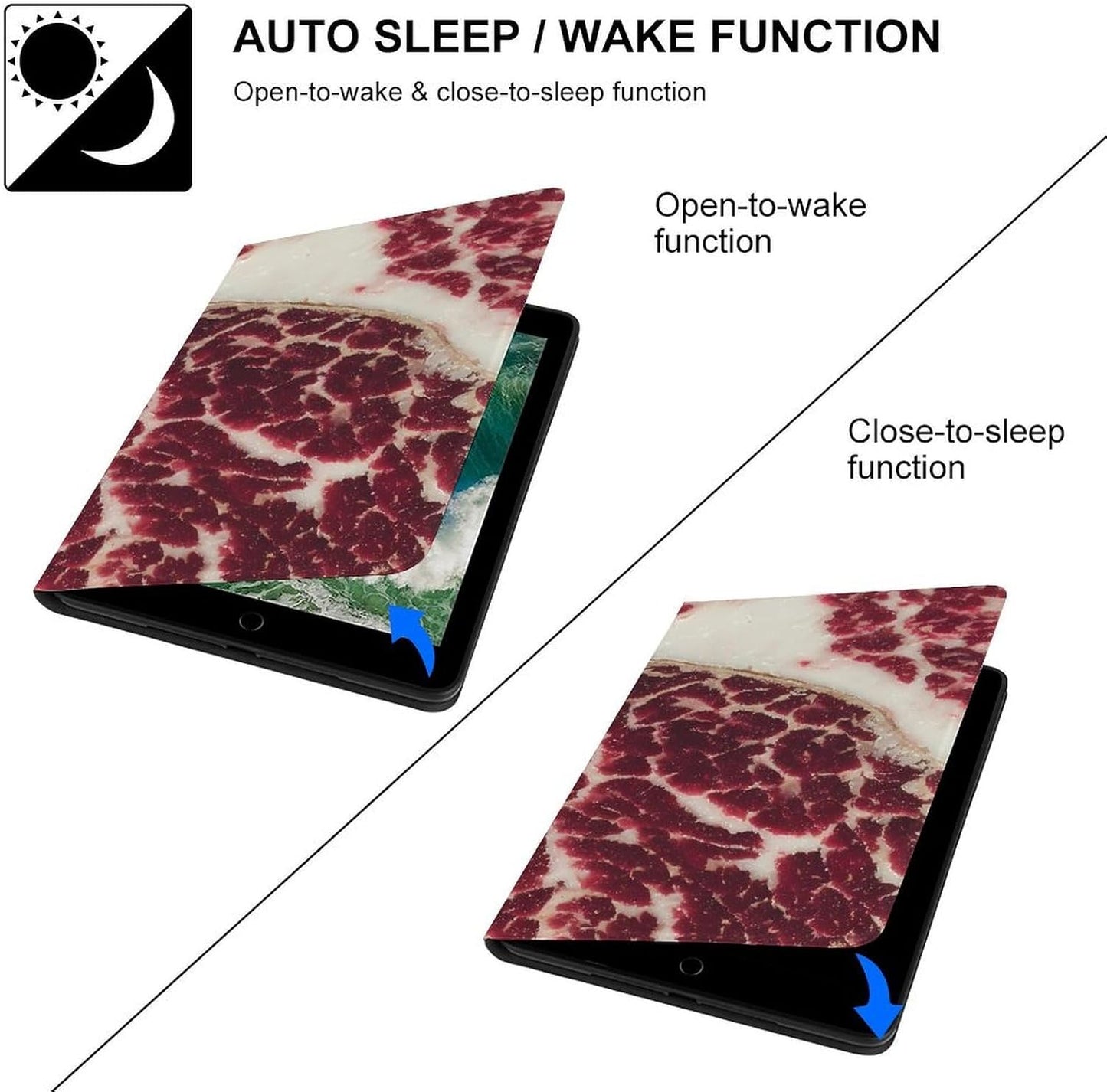 Generic Air1 2019 Beef Steak Meat Case Compatible with iPad Pro Mini Protective Cover with Stand