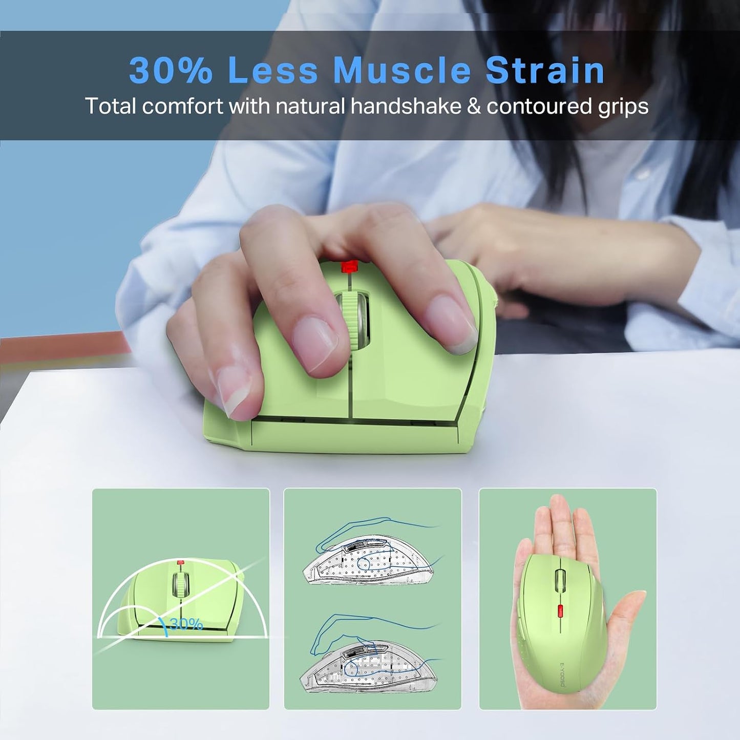 E-YOOSO 6 2.4GHz 5-Level 4800 18 Wireless Mouse for Laptop, Portable Optical Computer Mouse, Buttons, Cordless with USB