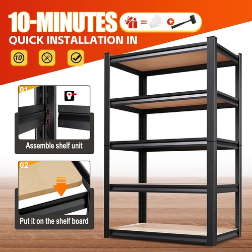 Heavy Duty Metal Shelving Unit by [Brand Name] - Adjustable 5-Tier Garage Storage Rack | 2050 lbs Capacity, 71"x46"x18"