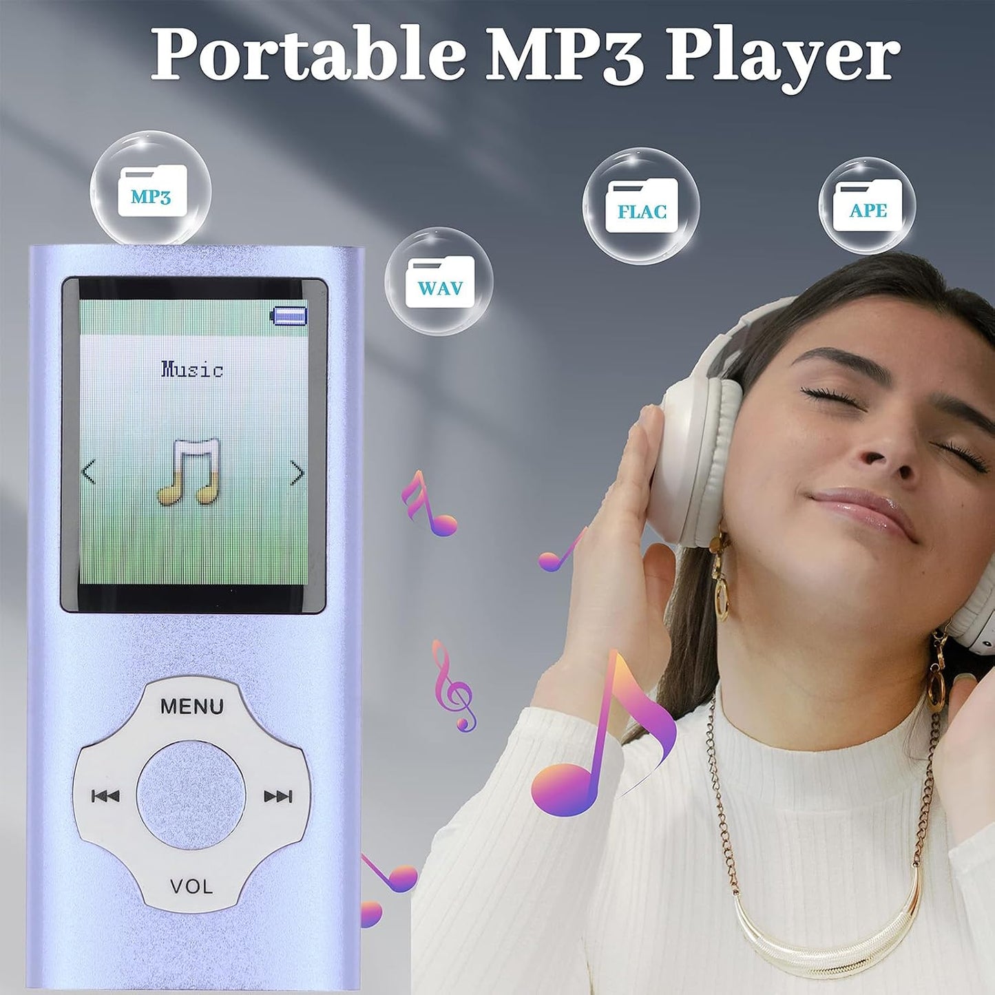 Zunate 128GB MP3 MP4 MP3, 1.8in Player with Bluetooth and WiFi, Portable Lossless Sound HiFi Sound Color Screen
