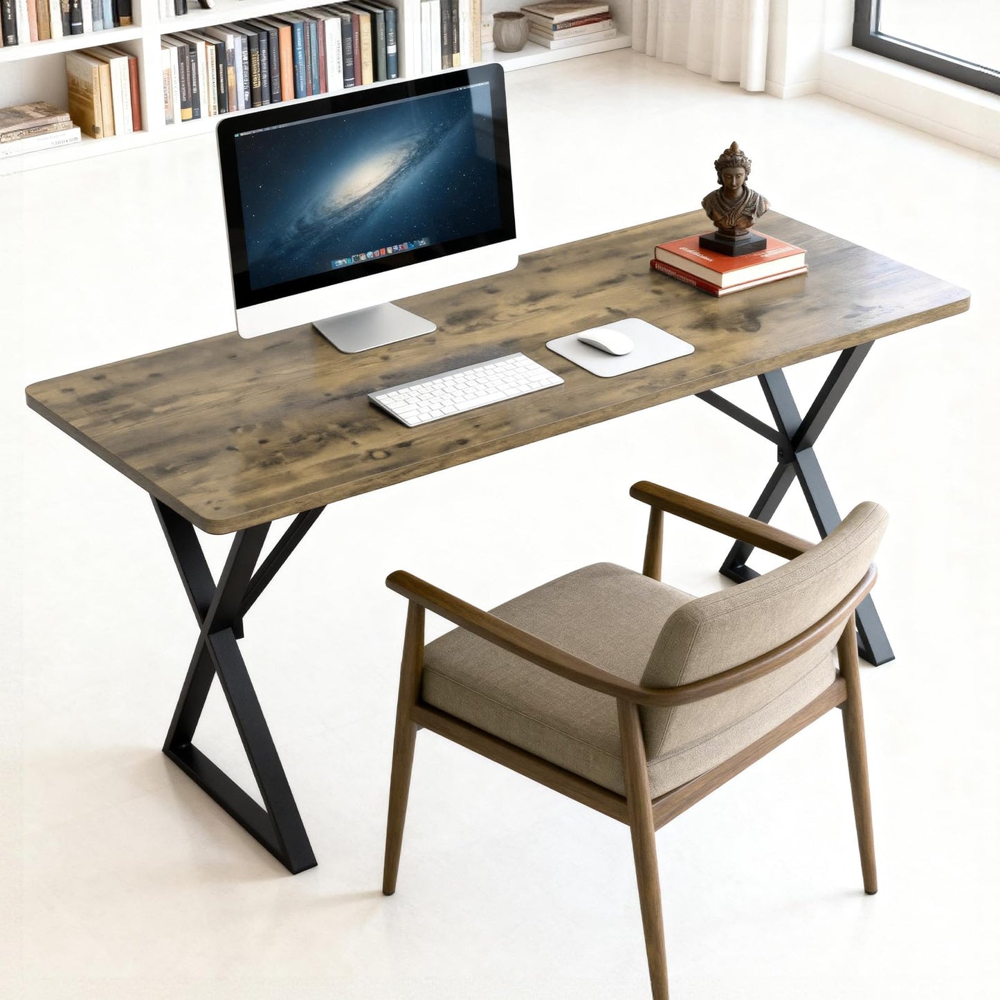 SMILHELTD Heavy Duty Office Desk 47.2" – 800 lbs Capacity, 45 lbs Net Weight Computer Workstation, 1" Thicker Desktop, Strong Metal Frame, No Wobble for Home Office Gaming Vintage Gray