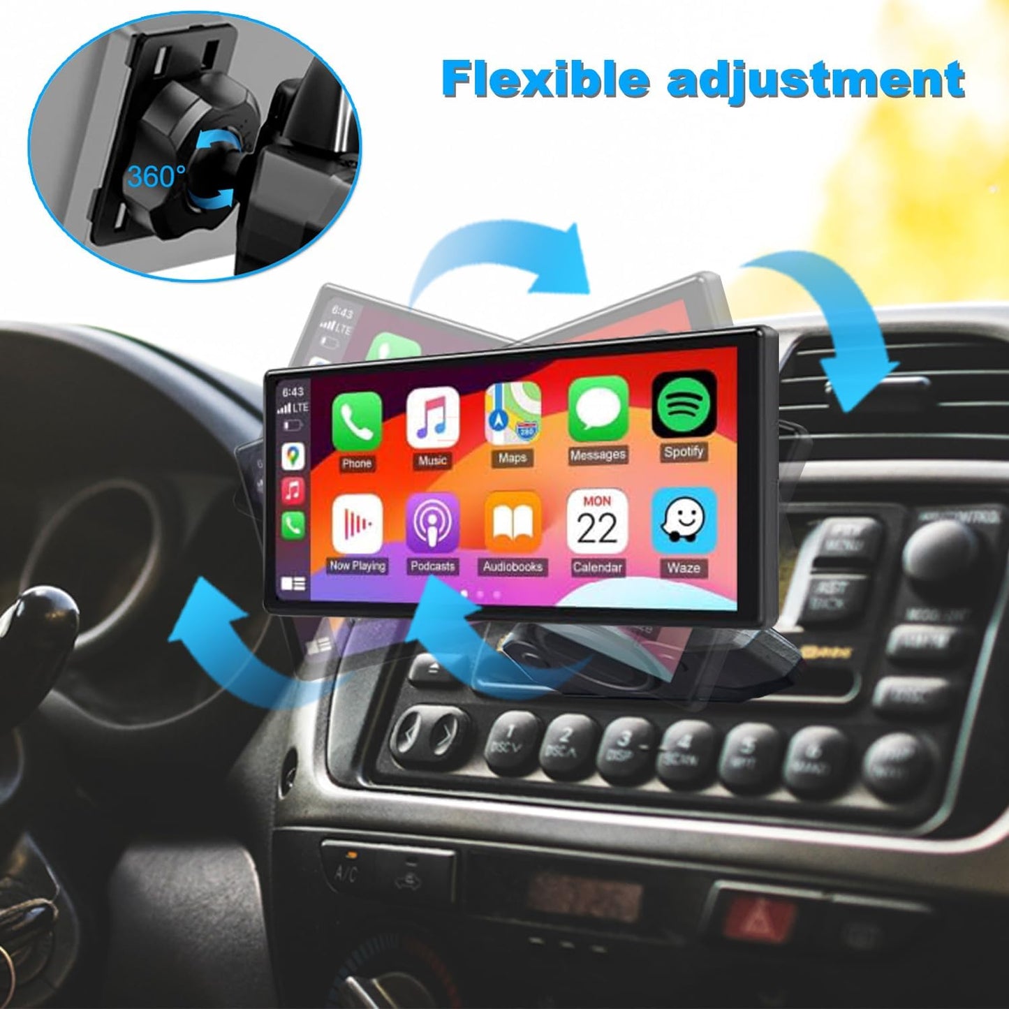 JCTRIWAY 360 CD Mount for Carplay Screen, Rotation CD Slot Carplay Mount for Car, Sturdy and Secure Carplays Holder