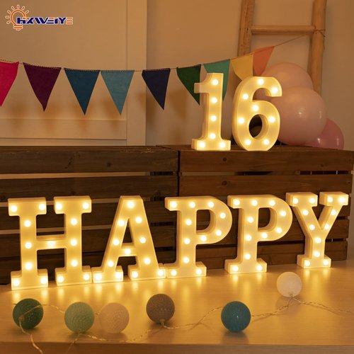 HXWEIYE Marquee Light Up Numbers | 8.5 Inch Decorative Sign - Battery Powered Warm White for Parties & Christmas Decor