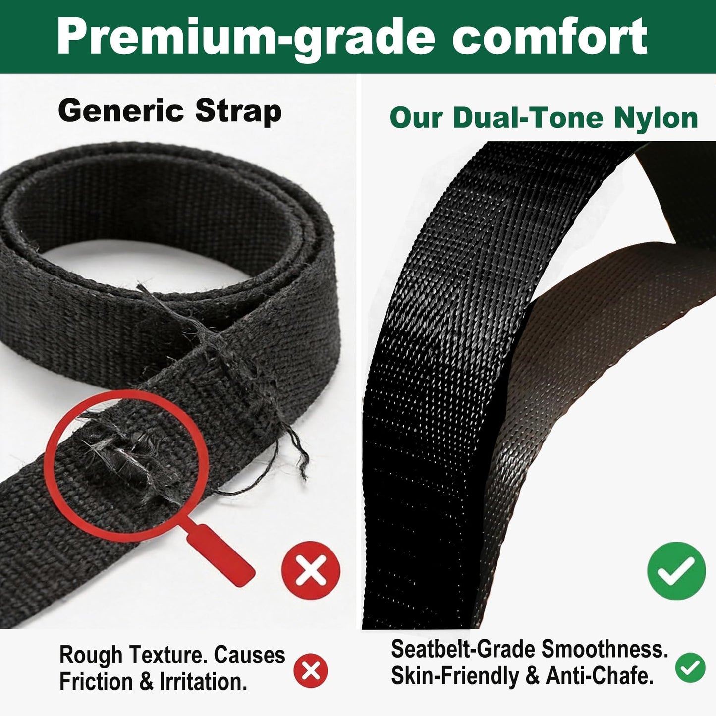 Acozycoo Stretching Strap with 10 Loops – Non-Elastic Yoga Strap for Physical Therapy, Knee Replacement Recovery & Plantar Fasciitis – Leg Stretcher Band for Flexibility & Hamstring Rehab（Black)