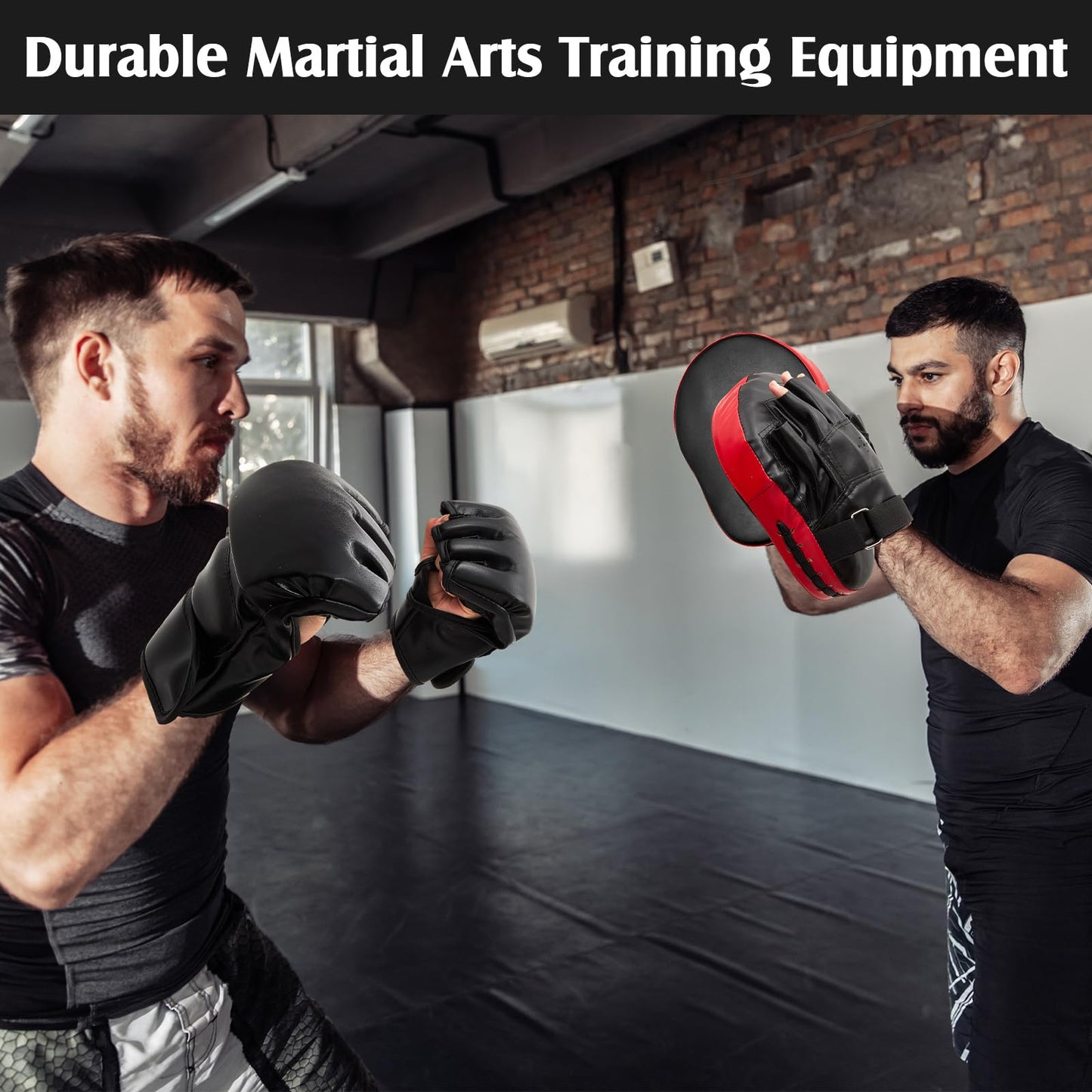 Gemscream 10 In1 Punching Mitts Kick Pad Set Taekwondo Pads Boxing Mitts Focus Pads Boxing Gloves Safety Head Guard Wrist Band for Kickboxing, Karate, Muay Thai, MMA Training(Black)