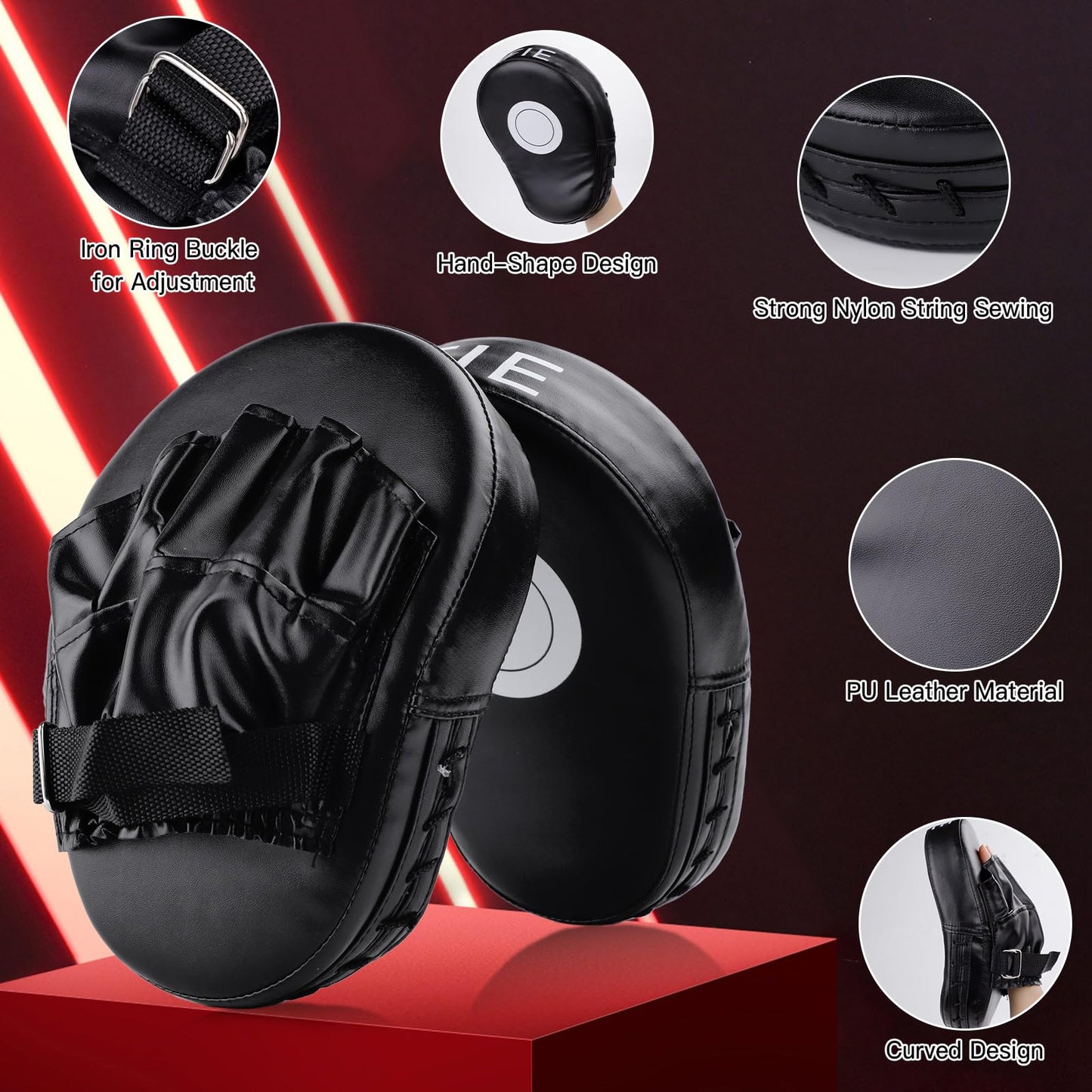 SEISSO Kickboxing Gloves Boxing Kick Pads Punching Mitts Set for Taekwondo Karate Training Target Focus Muay Thai Pads Punch Kicking Strike MMA Martial Art for Kids Adults