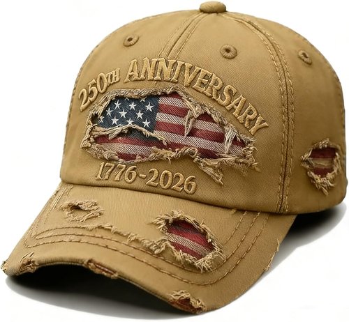 250 Anniversary USA Hat - Ripped Denim Baseball Cap for Men & Women | 250th Celebration Merchandise