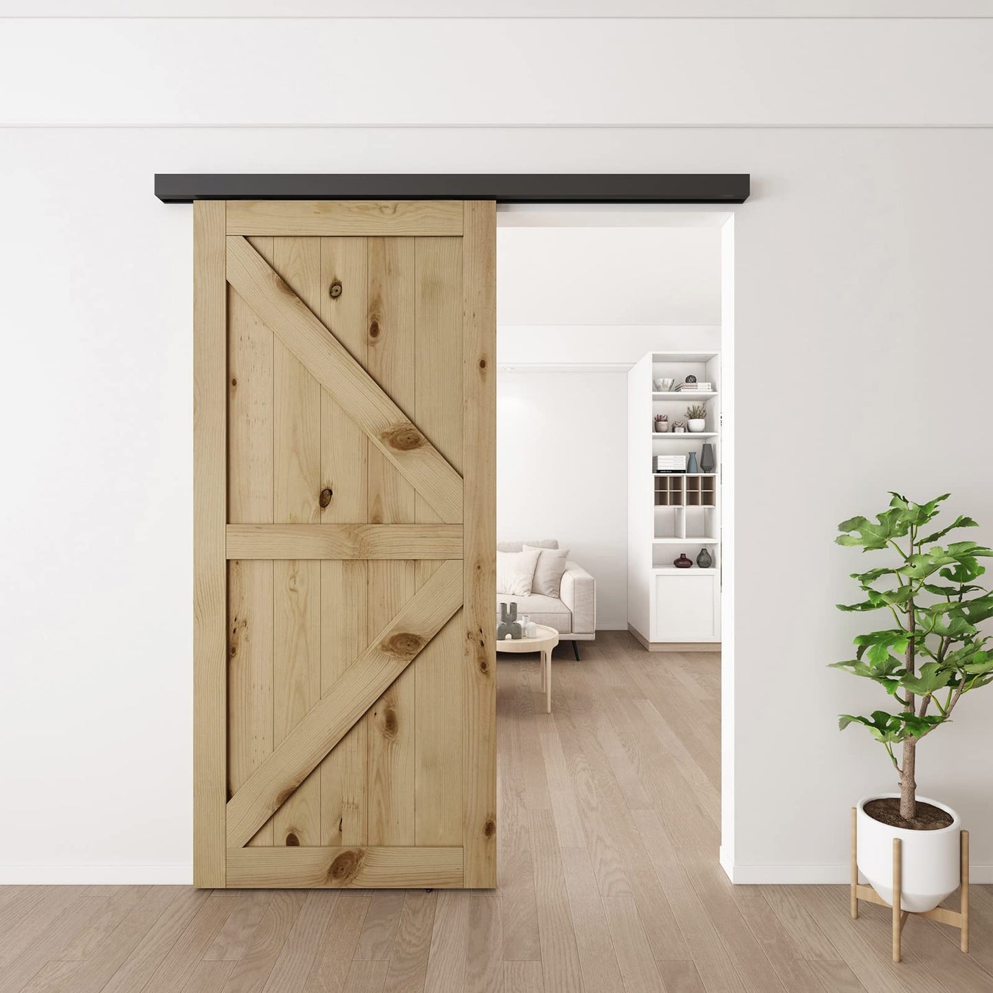 JUBEST 6FT Sliding Barn Door Hardware Track Kit, Aluminium Alloy Box Rail Wall Mount Barn Door Hardware,for Interior Wooden Door