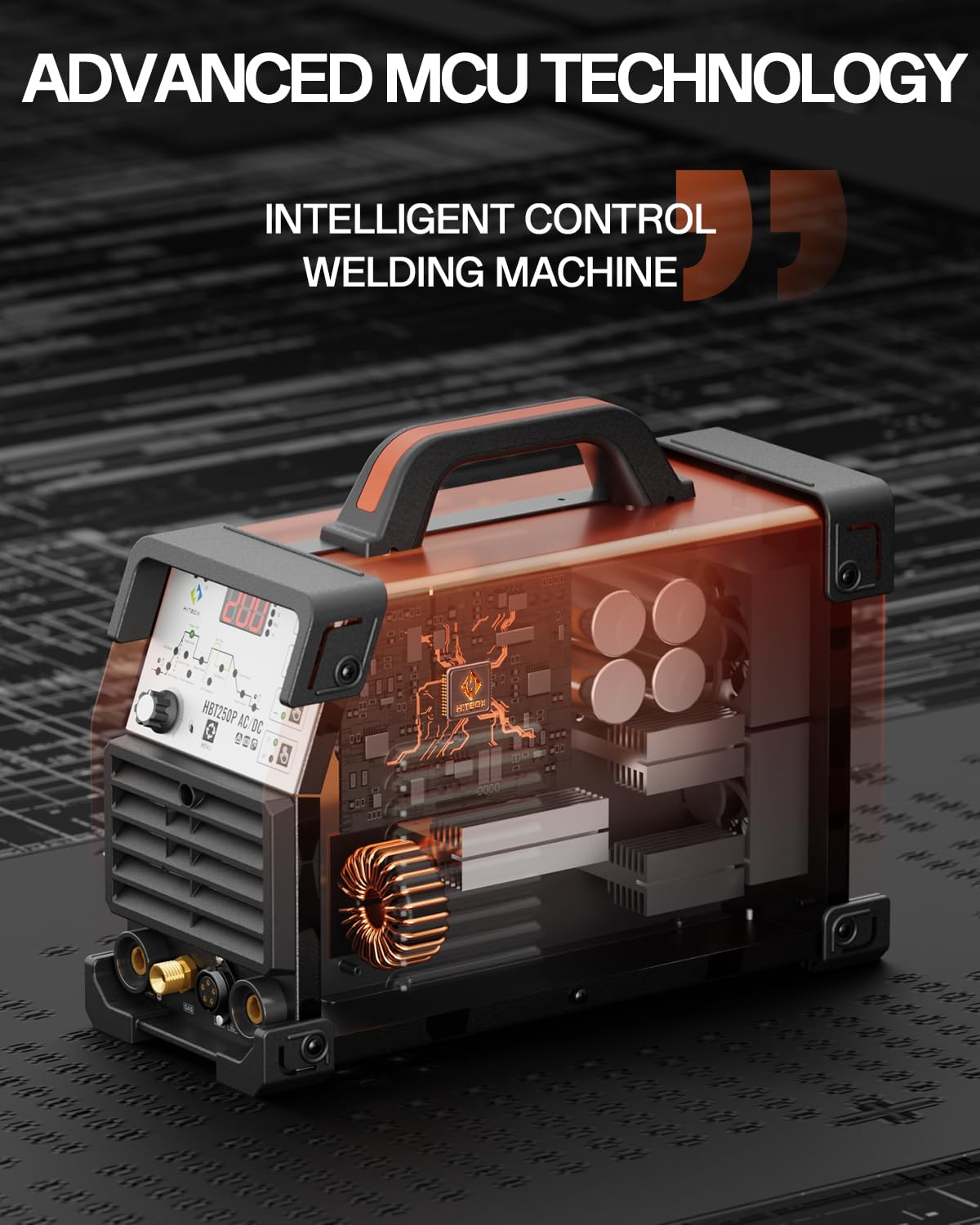 HITBOX 200A AC/DC TIG Welder 6-in-1 with Pulse & Square Wave, HF Start Aluminum TIG, MMA/Stick Welding, 220V IGBT Inverter, Dual Cooling Fan, Digital Display, Foot Pedal Compatible (HBT250P)
