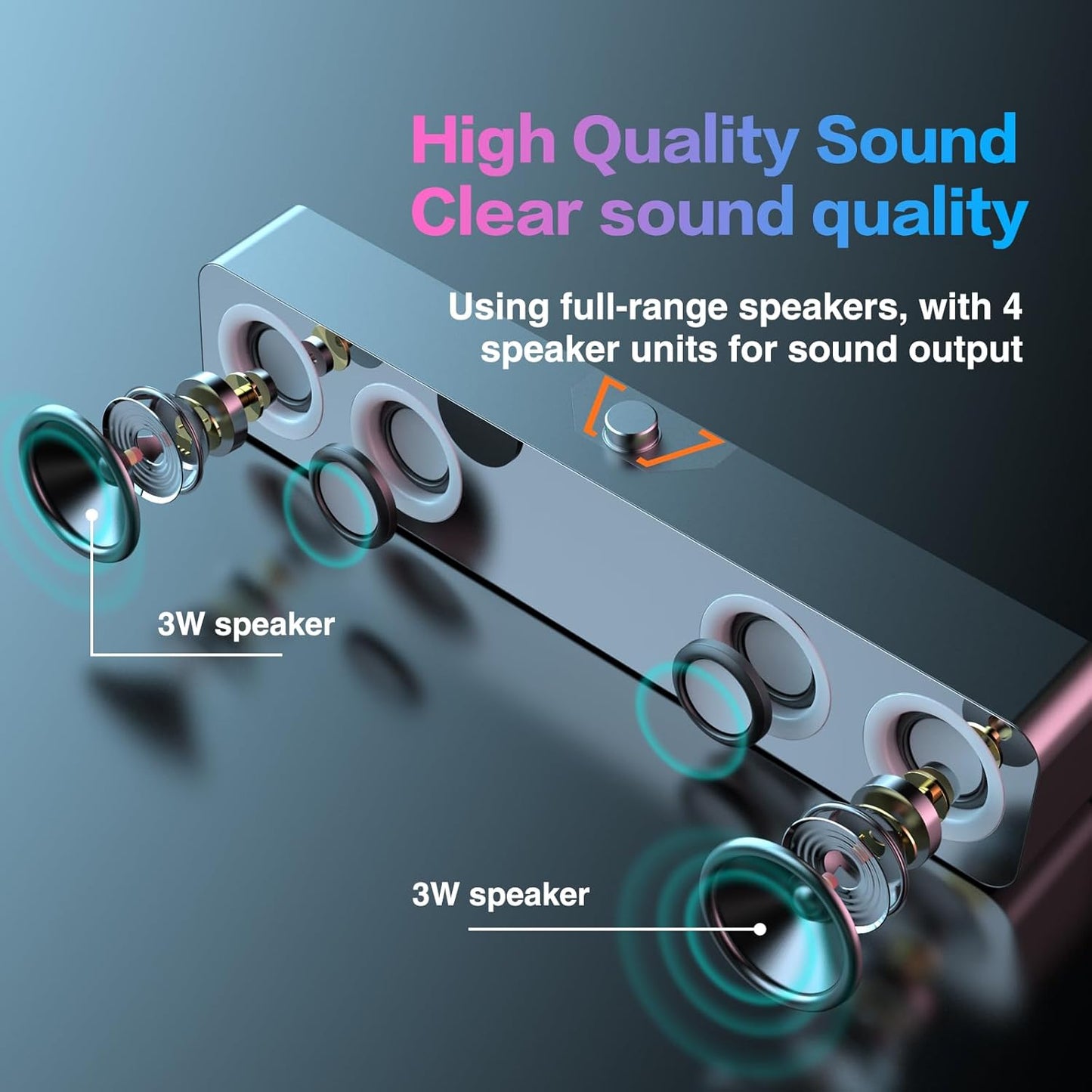 Elimavi 2.0-Channel 3.5mm Computer Speakers for Desktop PC, Speakers with Static LED Lighting and Volume Control