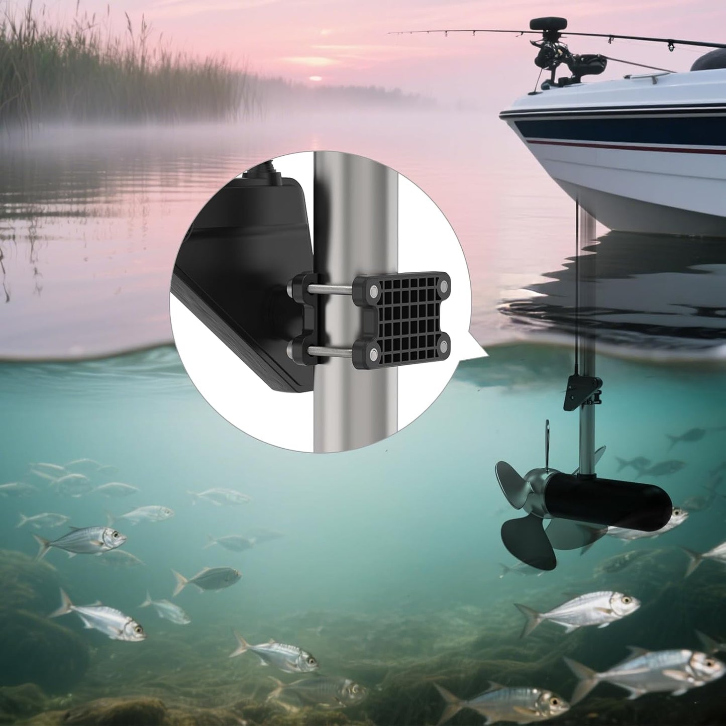 Koroao 9 20-50mm Adjustable Pole Clamp Transducer Mount Compatible with Lowrance Eagle Eye - for Fits Round Pole , Easy