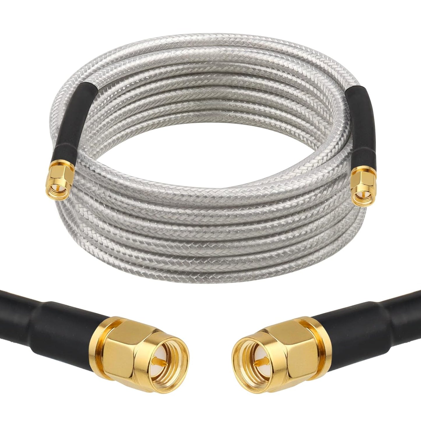 RG8X 15FT,Ultra 50 MOOKEERF SMA Male to SMA Male Coaxial Cable Low Loss SMA Extension Cable ohm for Router,GPS,RF